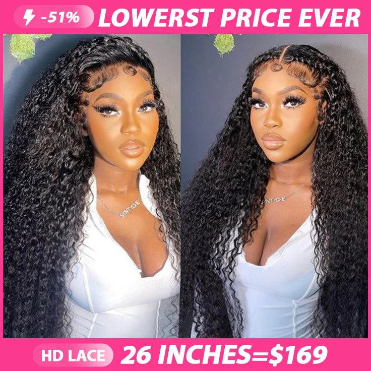 Lemoda 13x6 Real HD Invisible Lace frontal Human Hair Wig 180% Full Density Water Wave