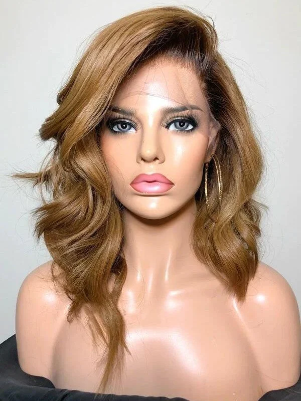 Chinalacewig Short Bob Wig Brown Hair HD Swiss Lace Wigs CH03