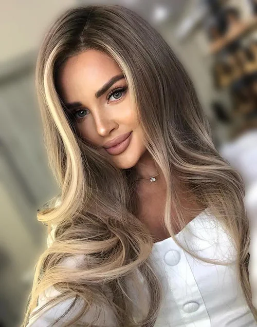 Dark Ash Blonde 13x6 Lace Wig Highlights Full Lace Preplucked Human Hair Wigs Dark Roots