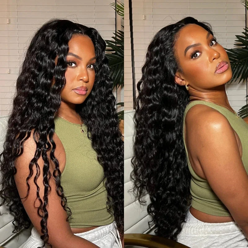 Brennas Deep Wave Glueless Wig Skin Melt Pre-Plucked Glueless Wig with Natural Hairline 5x5 HD Lace Closure Wigs For Women