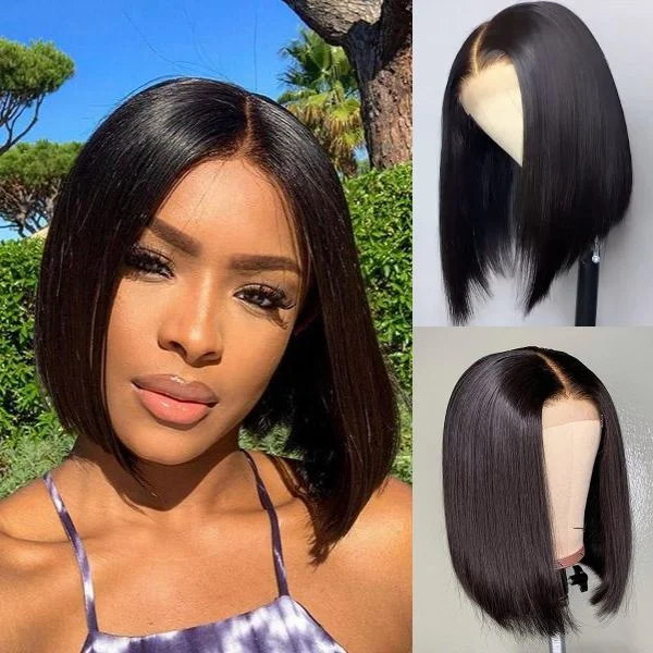 Likablewig HD/Transparent Lace 4*4/5*5 Bob Lace Closure Wig 14inch IN STOCK 250% Density Lace Wig Straight Hair Customize 3 days