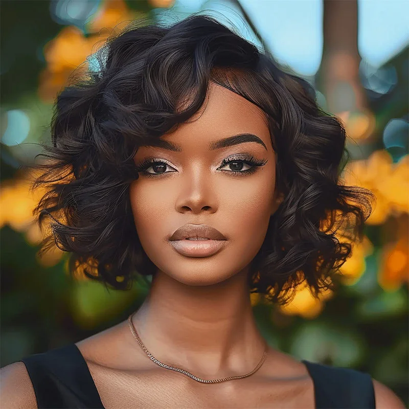 Effortless Elegance Short Loose Wave Bob 5x5 HD Lace Human Hair Wig 180 Density