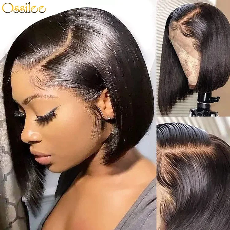 10AGrade Short Bob Wig 4x4/13X4 Lace Front 180% Density Peruvian Straight Remy Hair Short Bob Wig