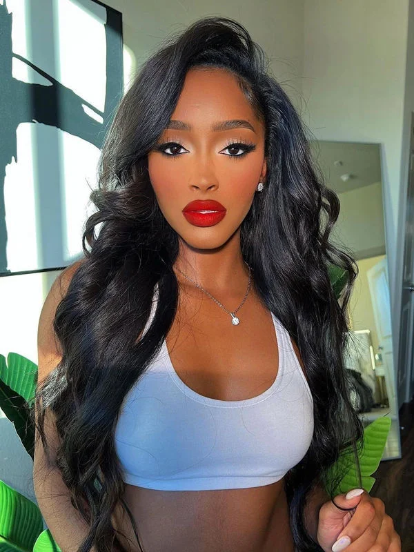 Chinalacewig Natural Color Body Wavy 360 HD Lace Virgin Human Hair Wigs NCF85