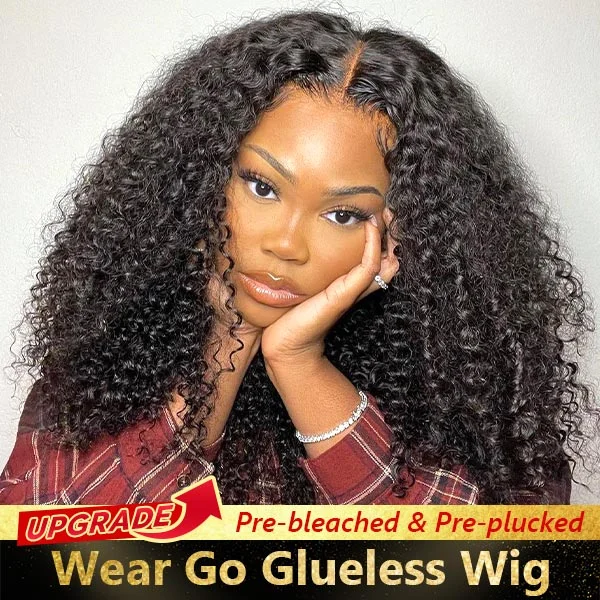 Pre Bleached Plucked Wear Go Glueless Wigs With Natural Hairline Pre Cut Lace 4x4 Lace Closure Wig