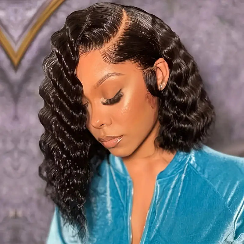 Short Bob 4x4 Lace Closure Wig Deep Wave Bob Wigs For Women