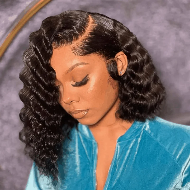 Short Wig Loose Deep Wave Bob 4×4/13×4 Lace Wig 180% Density Human Hair Wigs Short Bob Wigs