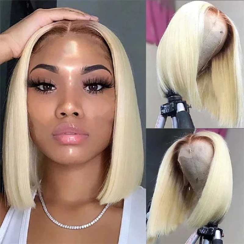 Sterly Hair T4/613 Colored Bob Wig Straight 4x4 13x4 Human Hair Wigs