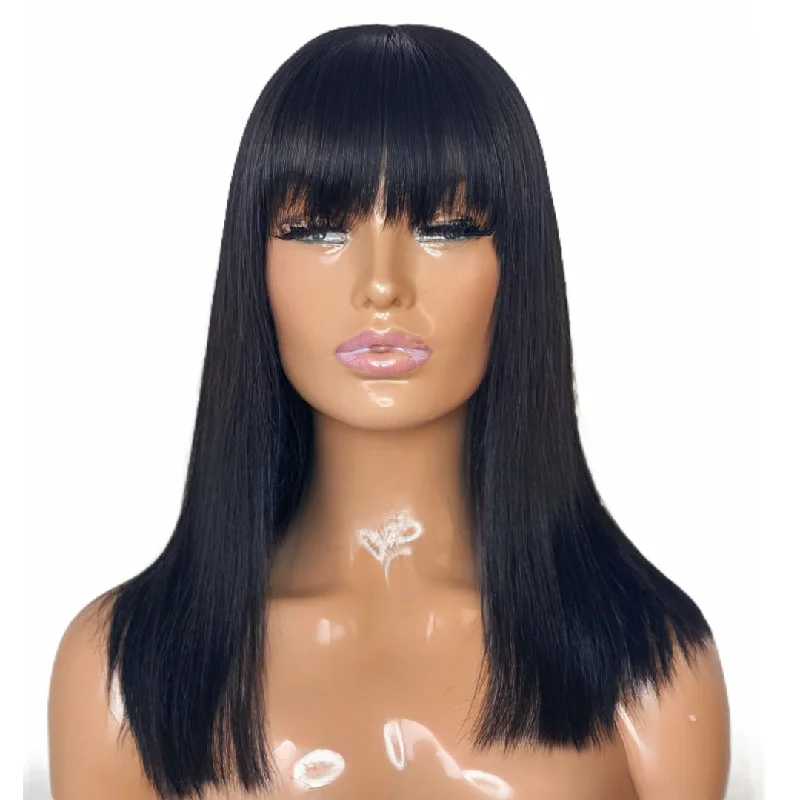 Goldie Bob Human Hair Wig With Bangs