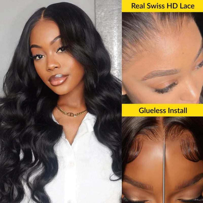 Sunber 5x5 Blend Away HD Pre Cut Lace Glueless Wigs Body Wave Human Hair Lace Closure Wigs