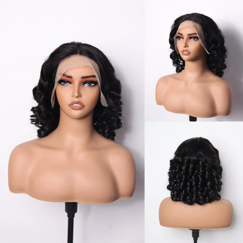 【Super Double Drawn】Likablewig 13x4 Lace Frontal Bob Wig #1B / #4/27 /#99J Loose Wave Wig 250% Density Lace Frontal Wig LKW334