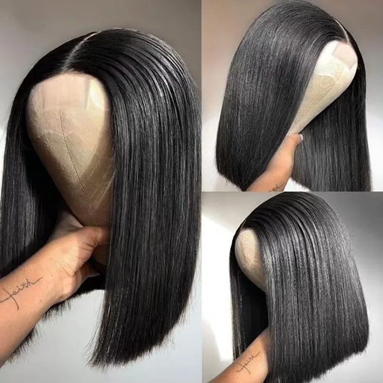 【Super Double Drawn】Likablewig Wear and Go Glueless 2x6 HD Lace Wig #1B Super Double Drawn Bone Straight Bob Wig LKW333