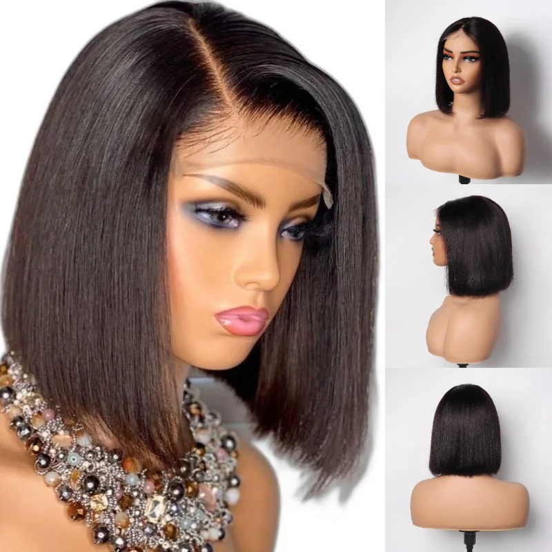 【Super Double Drawn】Likablewig Wear Go Glueless 4x4 Lace Closure Bob Wig Natural Color Full-Max Affordable Price Wigs LKW331