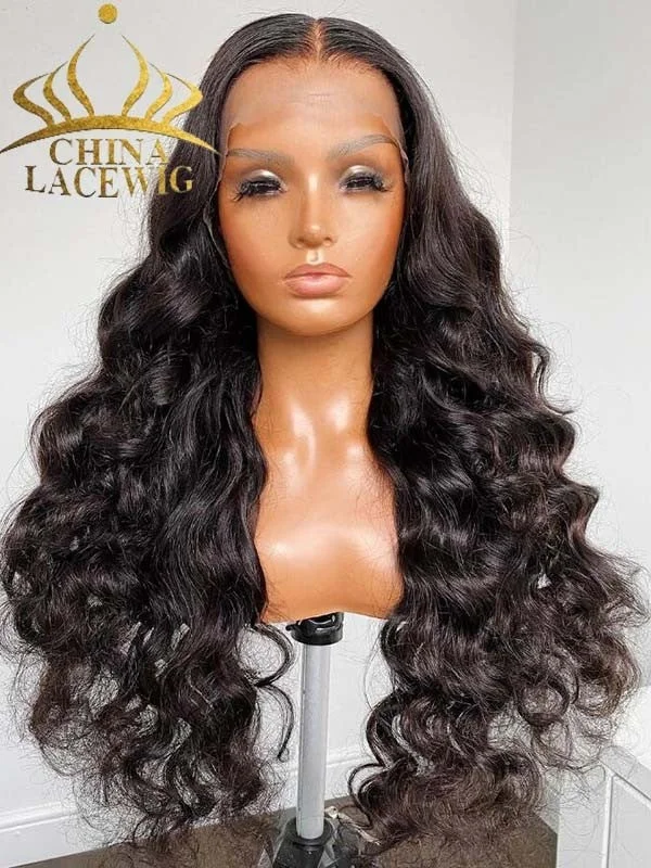 Chinalacewig Thick HD Lace Wavy 360 Lace Frontal Wig With Pre-plucked Hairline CF170