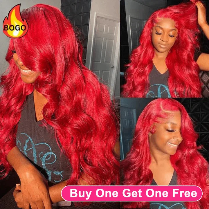 Tuneful Red Color 13x6 Lace Front Human Hair Wigs Bogo Deal