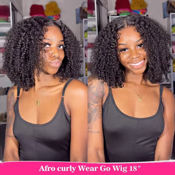 Afro Curly Wear Go Glueless Wigs Pre-cut Lace Ready To Go Wigs Natural Hairline