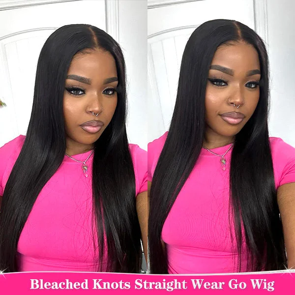 Bleached Knots Straight Hair Wear Go Wigs 180% Density Pre-cut 9x6 HD Lace Glueless Wigs