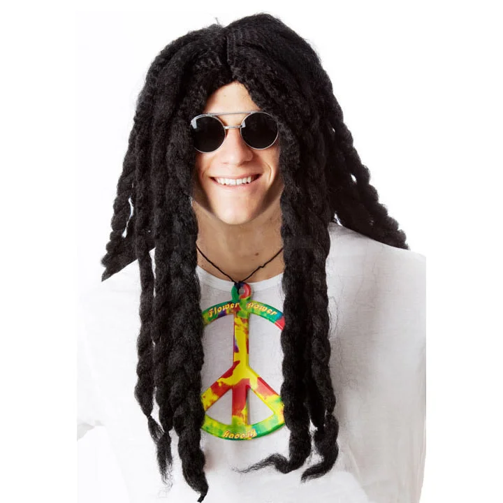 Bob Marley Bradied Rasta Dreadlocks Wig Black