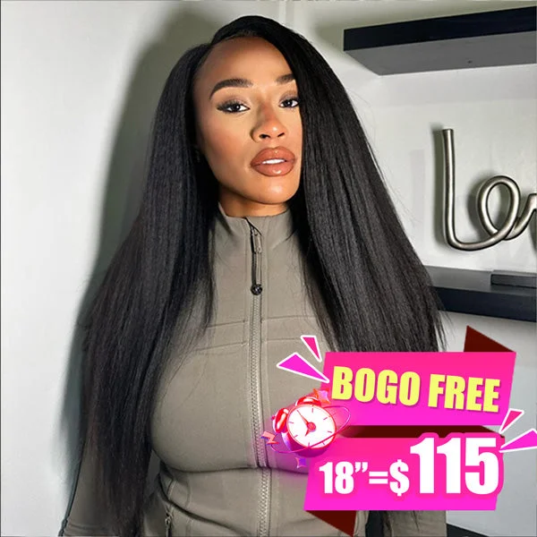 【BOGO】4X6 Kinky Straight Wear and Go Glueless Wig Pre-Cut Lace 100%human hair Curly Style Wigs