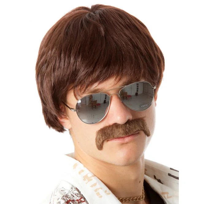 Buy 70s Mod Detective Wig and Tash Brown