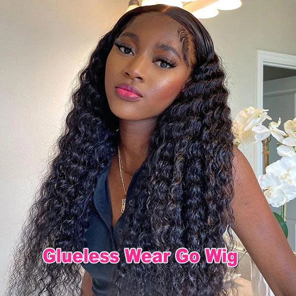 Deep Curly Glueless Wear Go Wigs 4x6 HD Lace Closure Wigs For Women