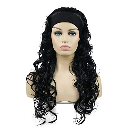 Extra long curly headband wig