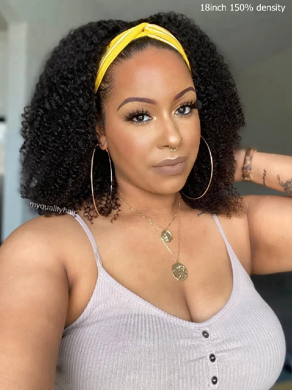 Kinky Curly(3C-4A) Beginner Friendly Headband Wig Virgin Human Hair Wigs [HW10]