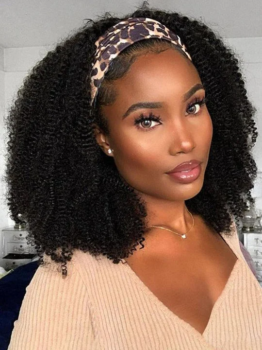 BOGO: Thick Headband Wig Curly Glueless Human Hair Wigs 14-24 Inch