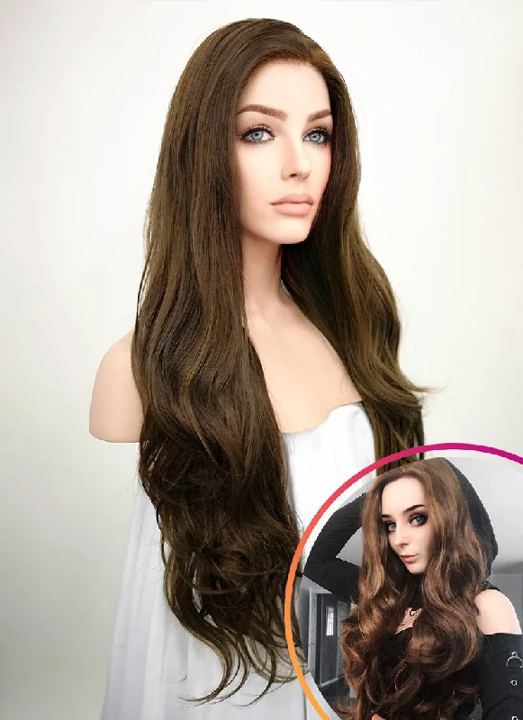 Brunette Wavy Lace Front Synthetic Wig LF321