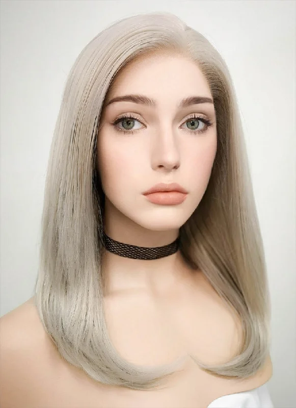 Pastel Grey Blonde Straight Lace Front Synthetic Wig LF509