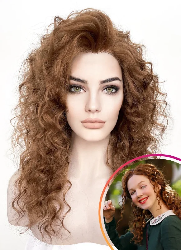 Retro Brown Curly Lace Front Synthetic Wig LF6005