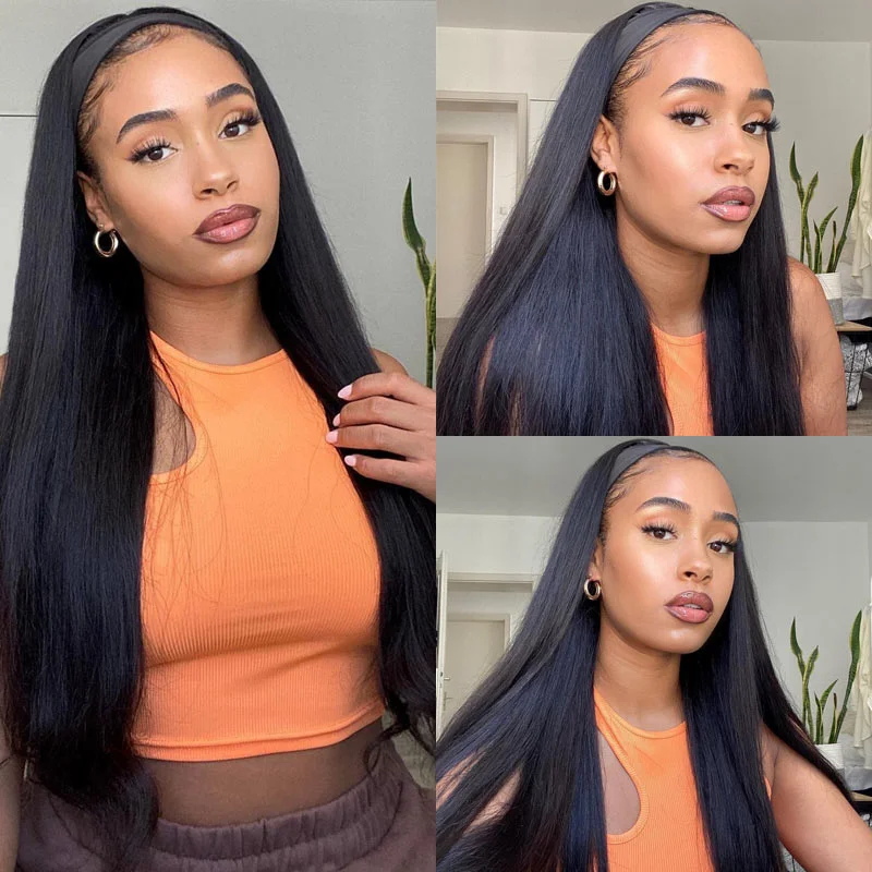 Long Straight Hair Best Headband Wig 100% Unprocessed Virgin Hair Wigs-Geeta Hair