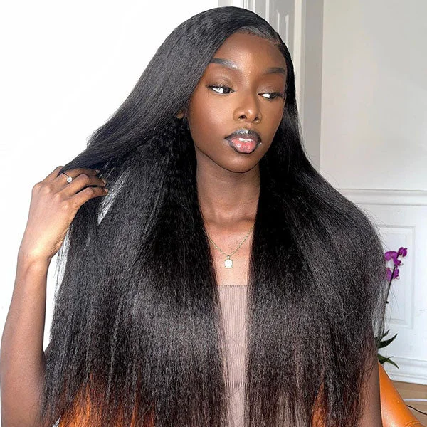 [Wear Go Wig] Kinky Straight Hair Glueless Ready To Wear Wigs For Black Women 13x4 Hd Lace Wigs