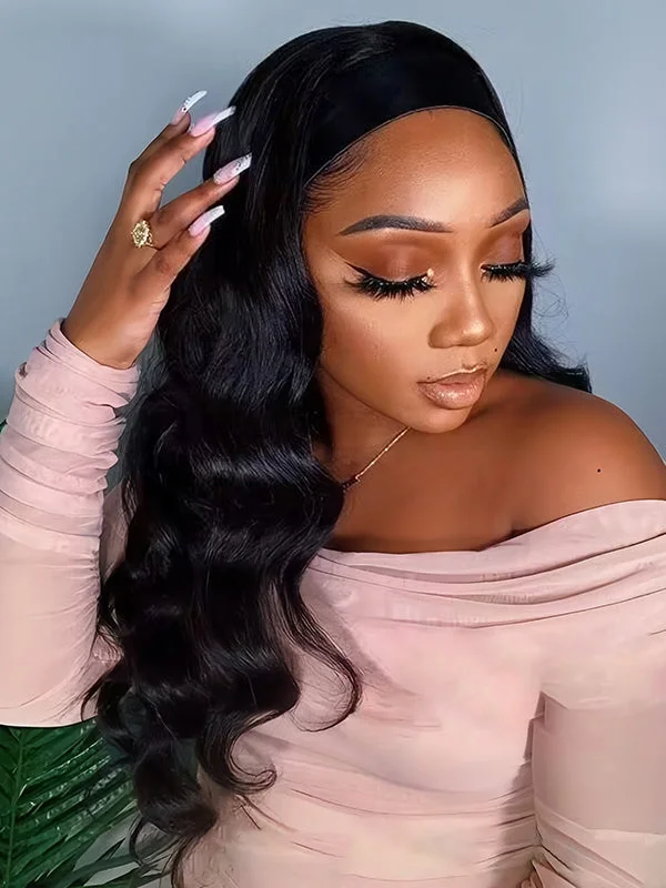 Wavymy Body Wave Headband Wig 100% Virgin Human Hair Half Wig Natural Hairline No Glue Wigs