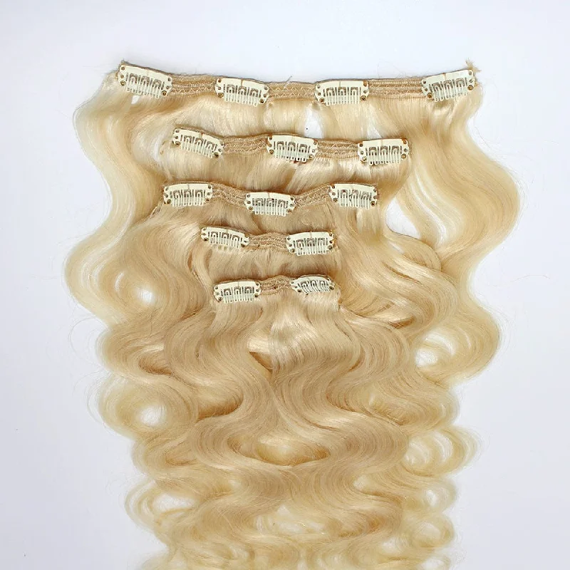 Clip-In Hair Extensions Platinum Blonde Body Wave