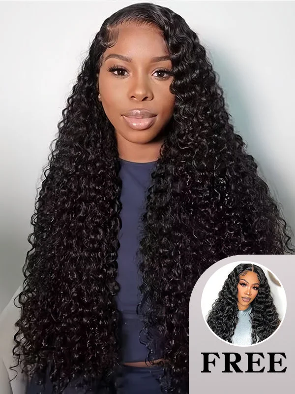 Buy 1 Get 1 | M-Cap 9x6 Wear Go Kinky Curly Pre-bleached Wig & Loose Deep 13*4*1 Lace Part Wigs 180% Density