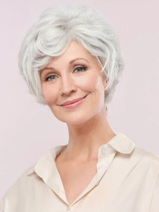 Classical Short Silver Gray Wavy Curly Synthetic Wigs By imwigs®