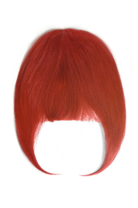 Bright Red Clip In Fringe