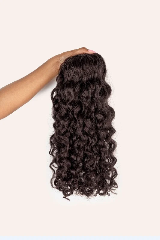 Neutral Dark Brown Curly Clip-In Hair Extensions