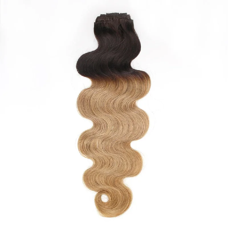 Clip-In Hair Extensions Ombre Color Virgin Body Wave