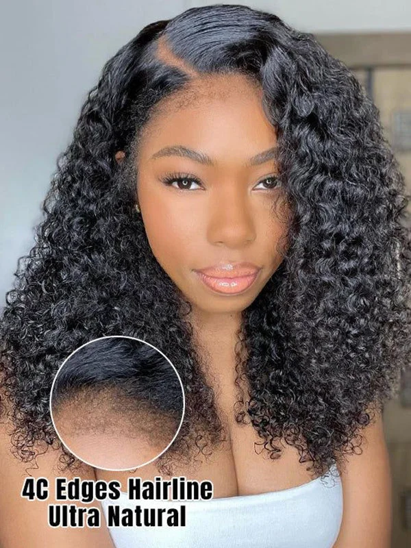 Wavymy Wear Go 4C Natural Hairline 13x4 HD Lace Wigs Glueless Kinky Curly Wigs 180% Density