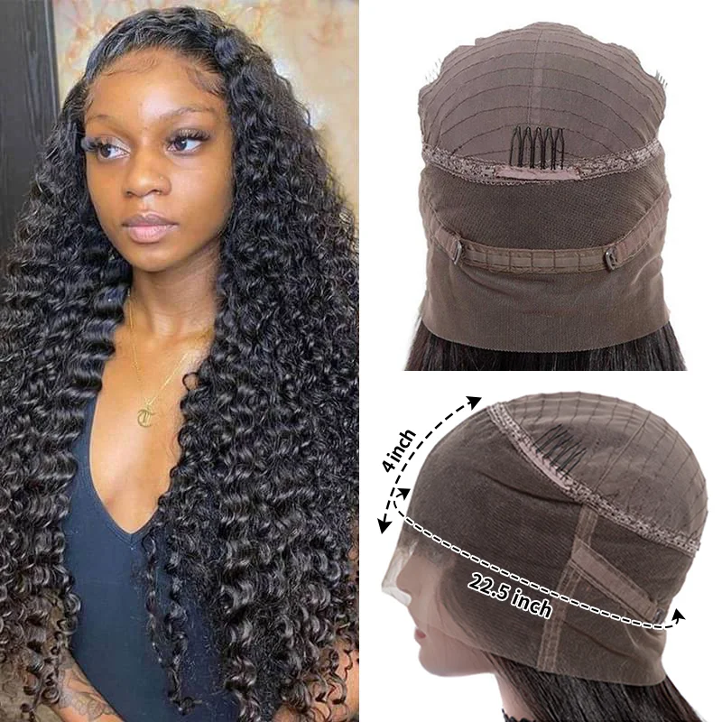 Wavymy Kinky Curly Hair 360 Lace Front Wig Human Hair Wig Natural Black