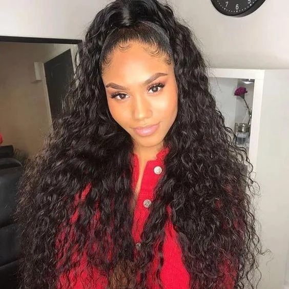 Wavymy Long Kinky Curly Ponytail Human Hair Extensions Wrap Around Ponytail Drawstring Human Hair Ponytails For Black Women